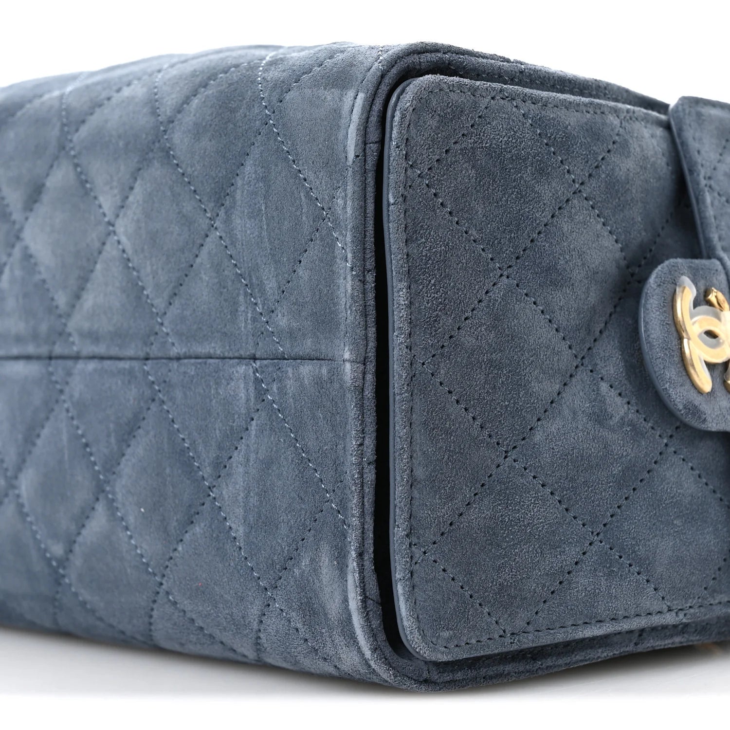 Suede Quilted Small  25 Handbag Blue