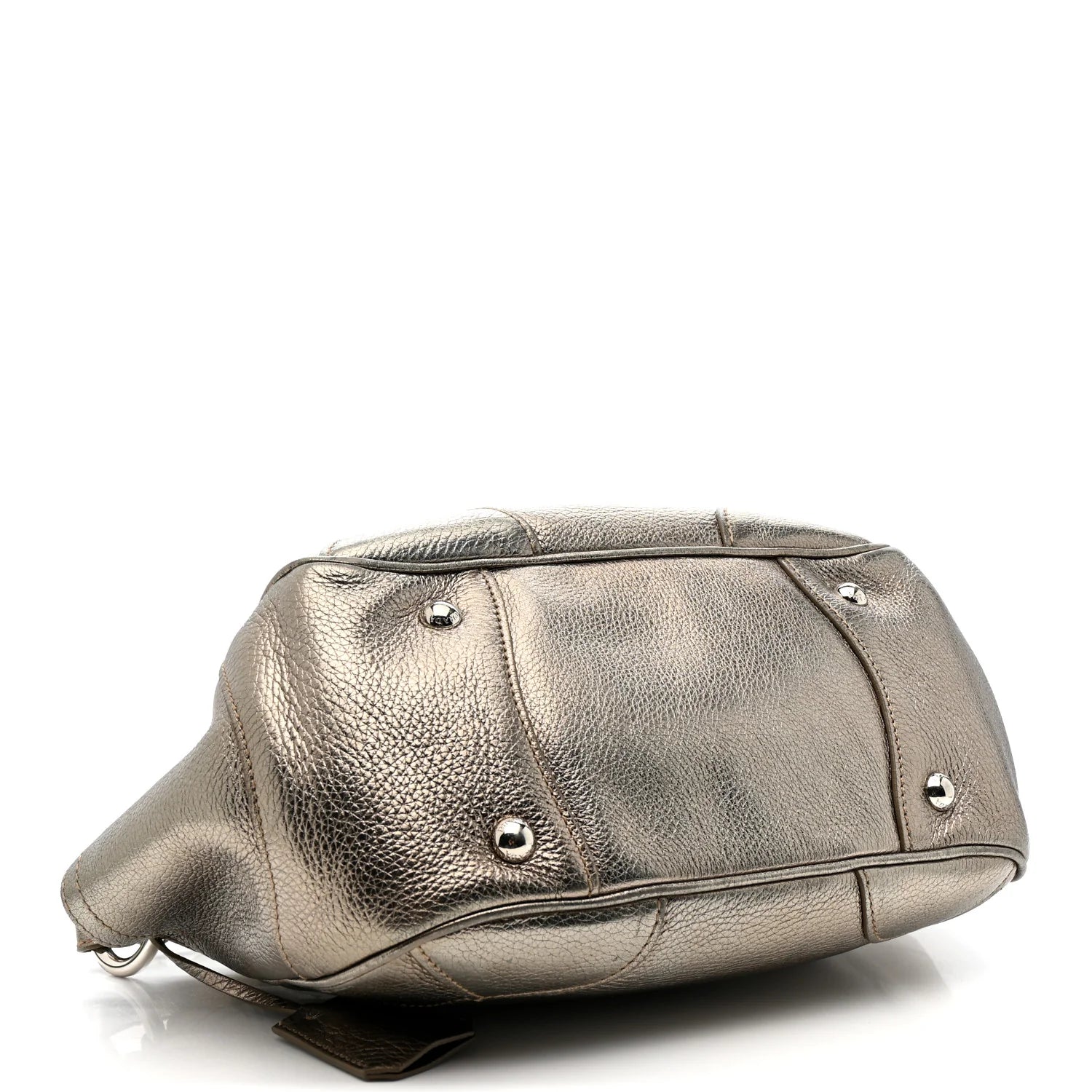 Metallic Vitello Daino Pushlock Shoulder Bag Peltro