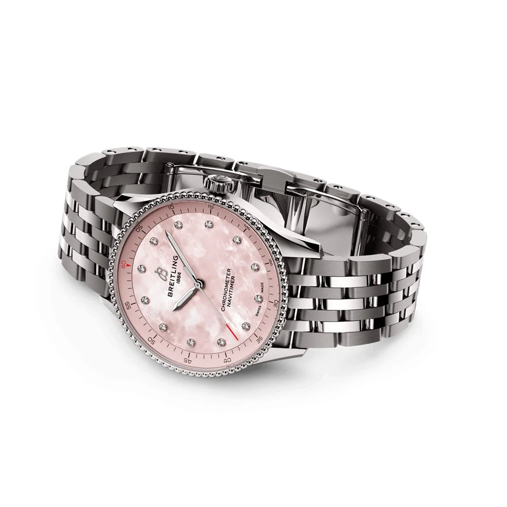 Unworn 2024,  Navitimer 32, Stainless Steel and 12 Diamonds, Ref# A77320D91K1A1, Box and Papers