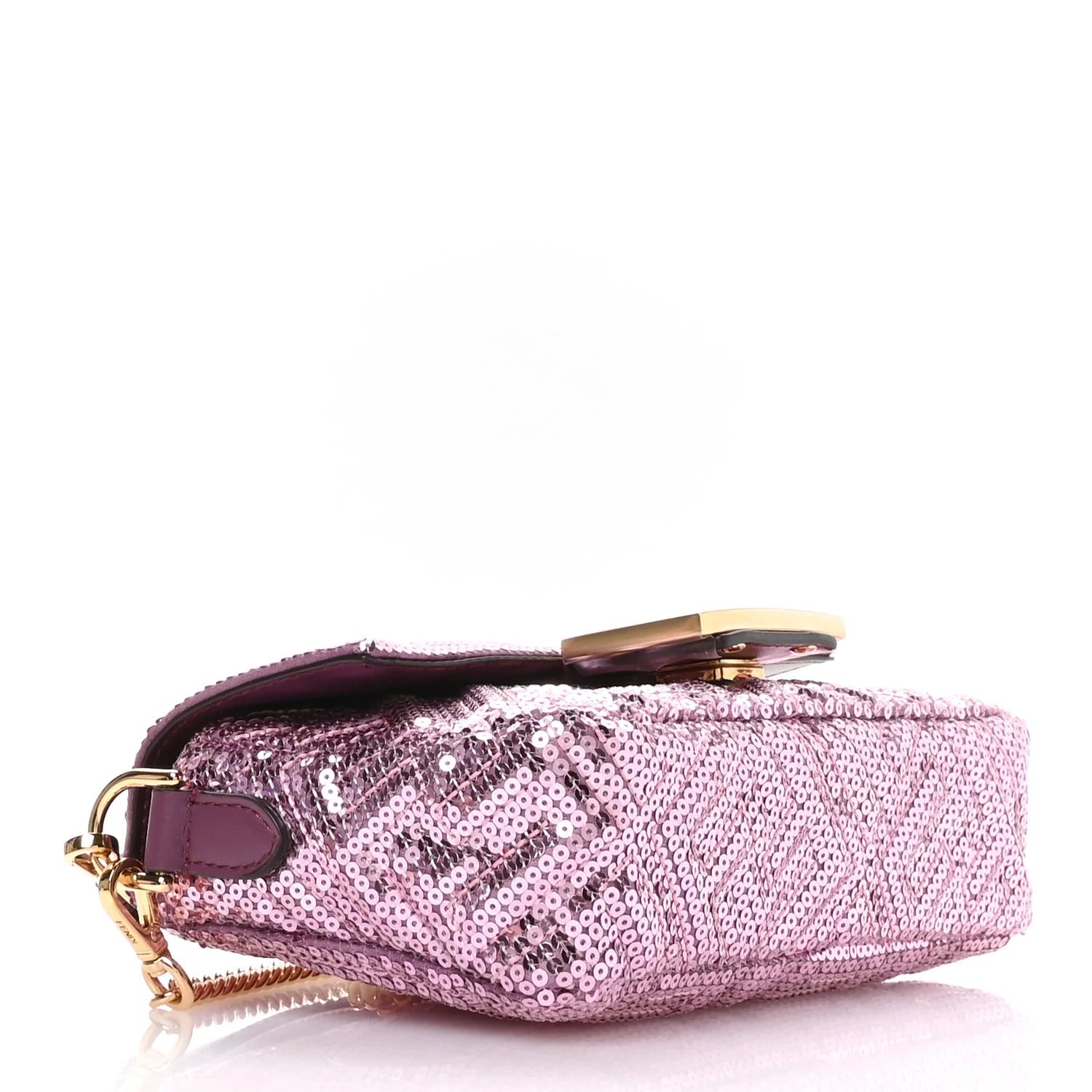 Ricamo Sequin Paillettes Vitello Grace FF Mini Baguette Rosa