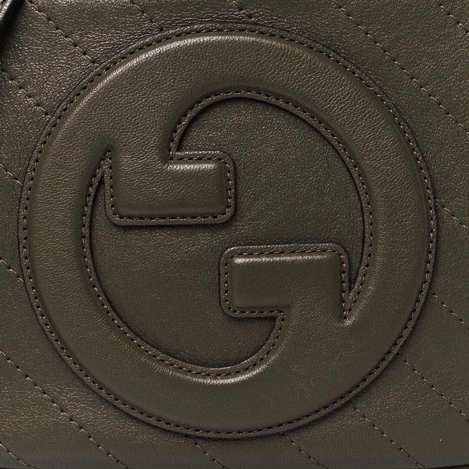 Sakai Be Green Calfskin Diagonal Stitched Small Blondie Shoulder Bag Craclet Brown