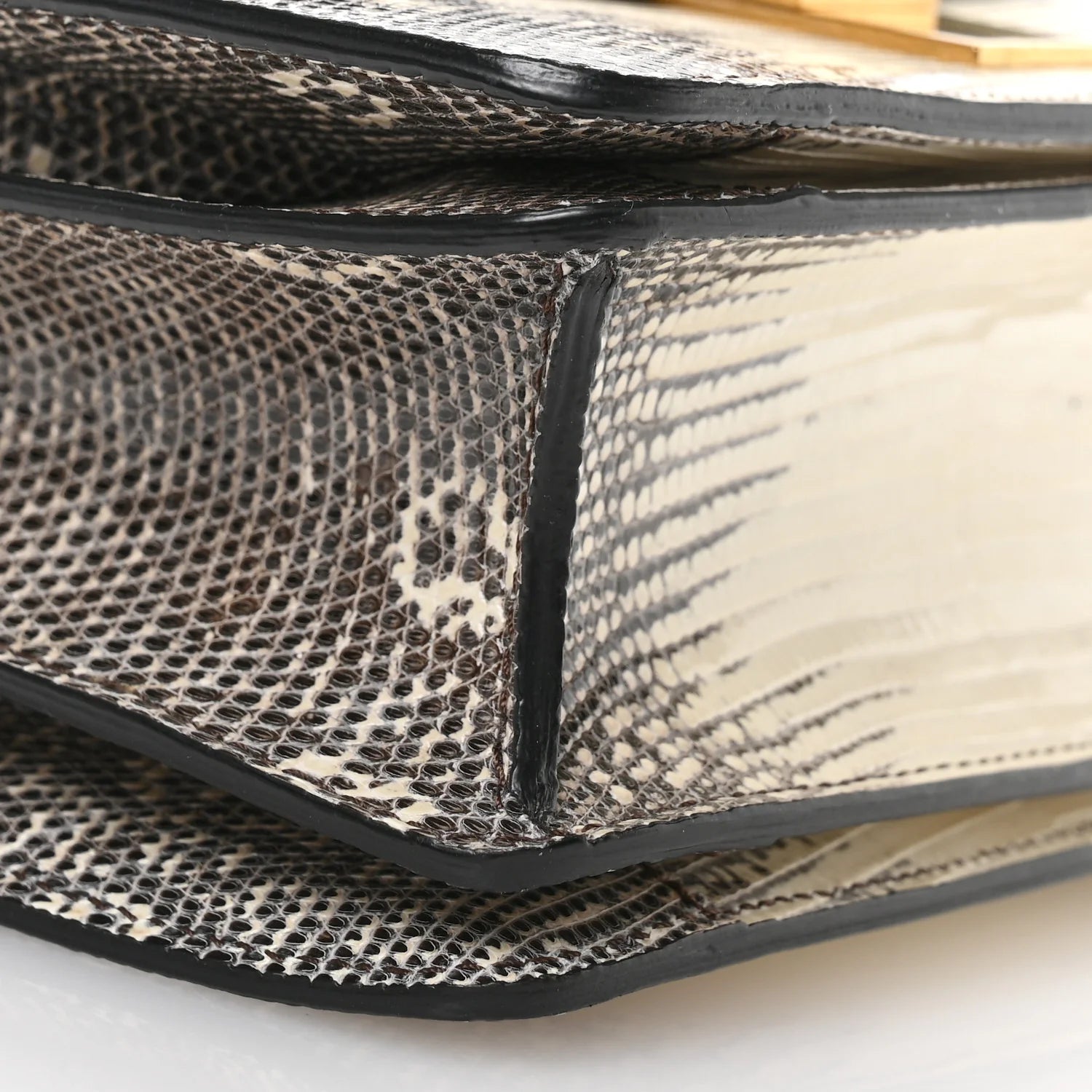 Lizard Small Classic Box Flap Bag Natural