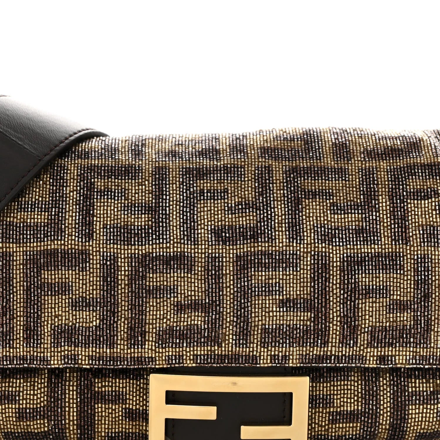 Vitello King Beaded Zucca Baguette Mogano Panna Ebano