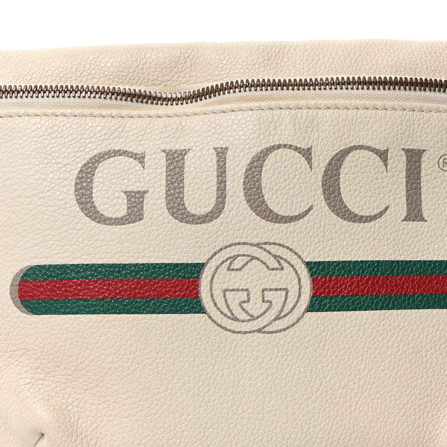 Grained Calfskin Logo Belt Bag White