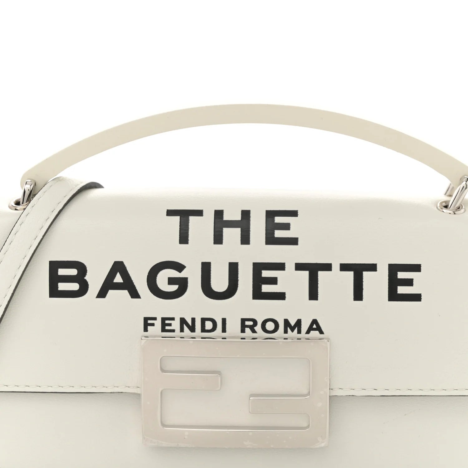 X MARC JACOBS Nappa Logo Phone Baguette White Black