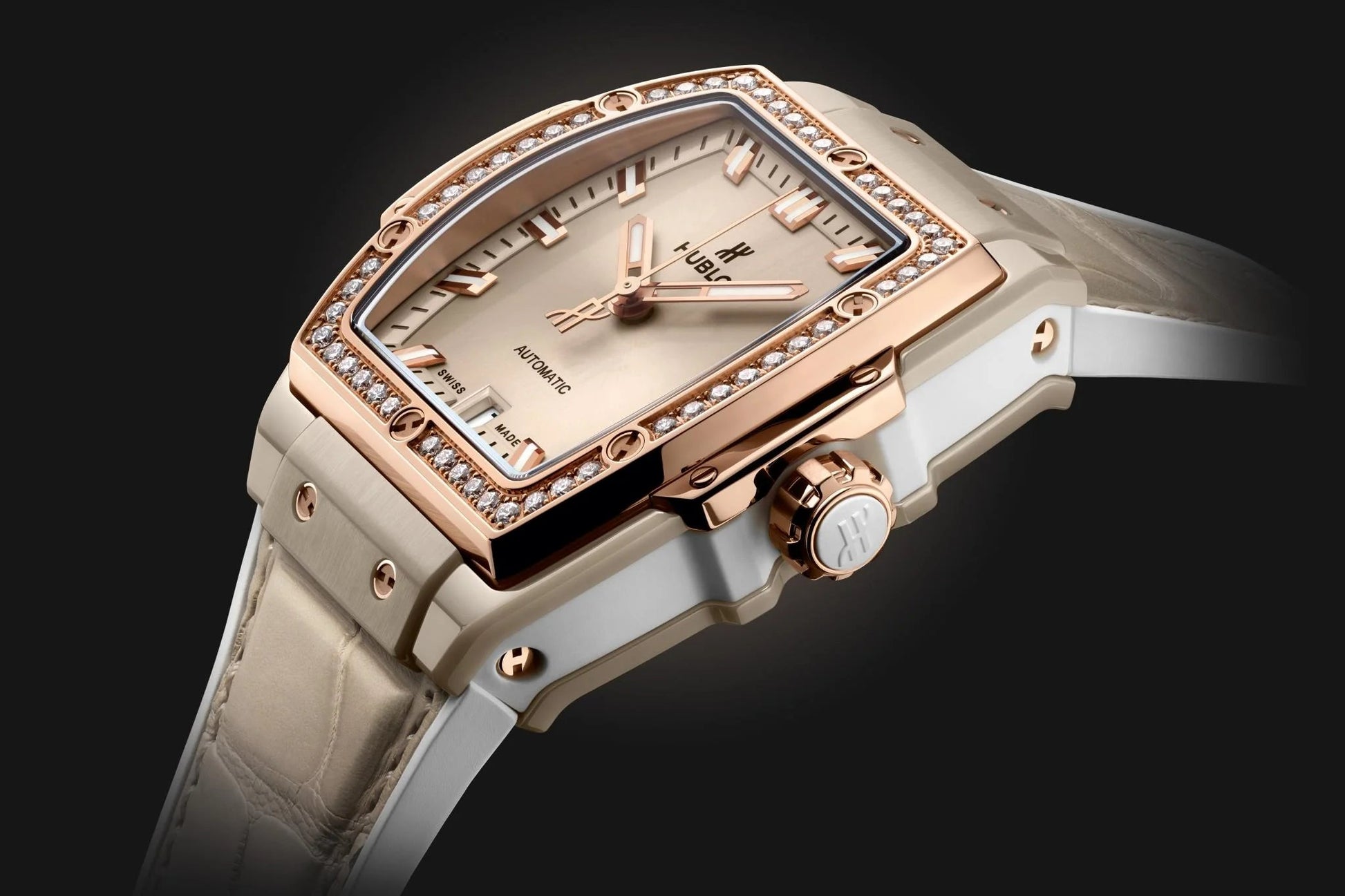 Spirit of Big Bang BEIGE CERAMIC KING GOLD DIAMONDS Ref# 665.CZ.898B.LR.1204