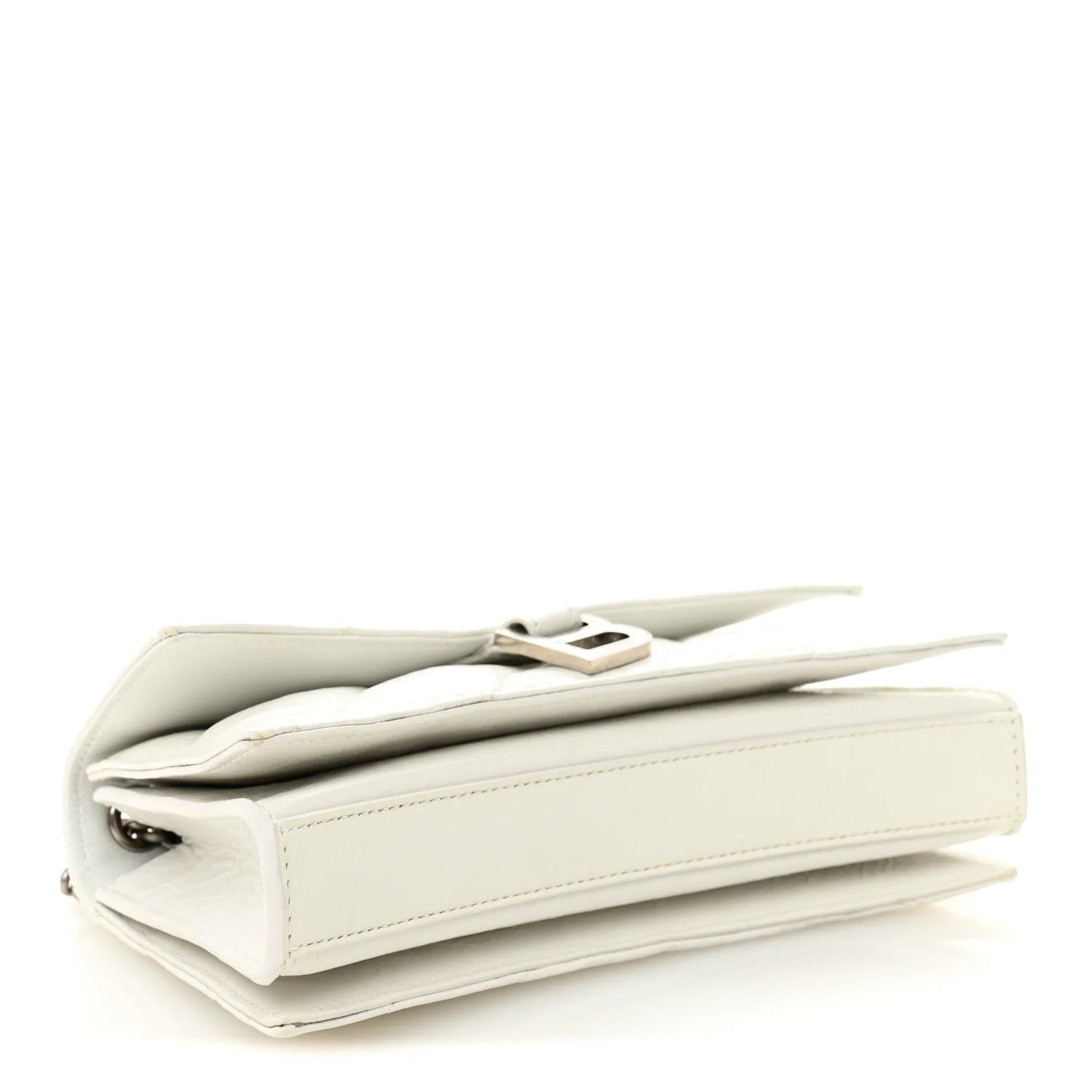 Crushed Calfskin Quilted Small Crush Chain Bag Optic White