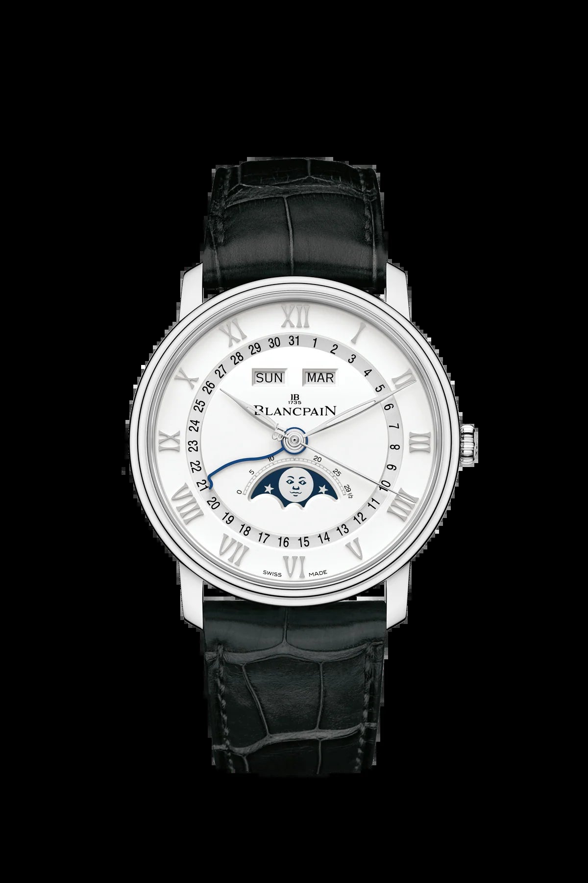 Unworn  Villeret Ultra Slim Moonphase and Complete Calender, Stainless Steel, 40 Mm, Ref# 6654A-1127-55B, Box and Papers