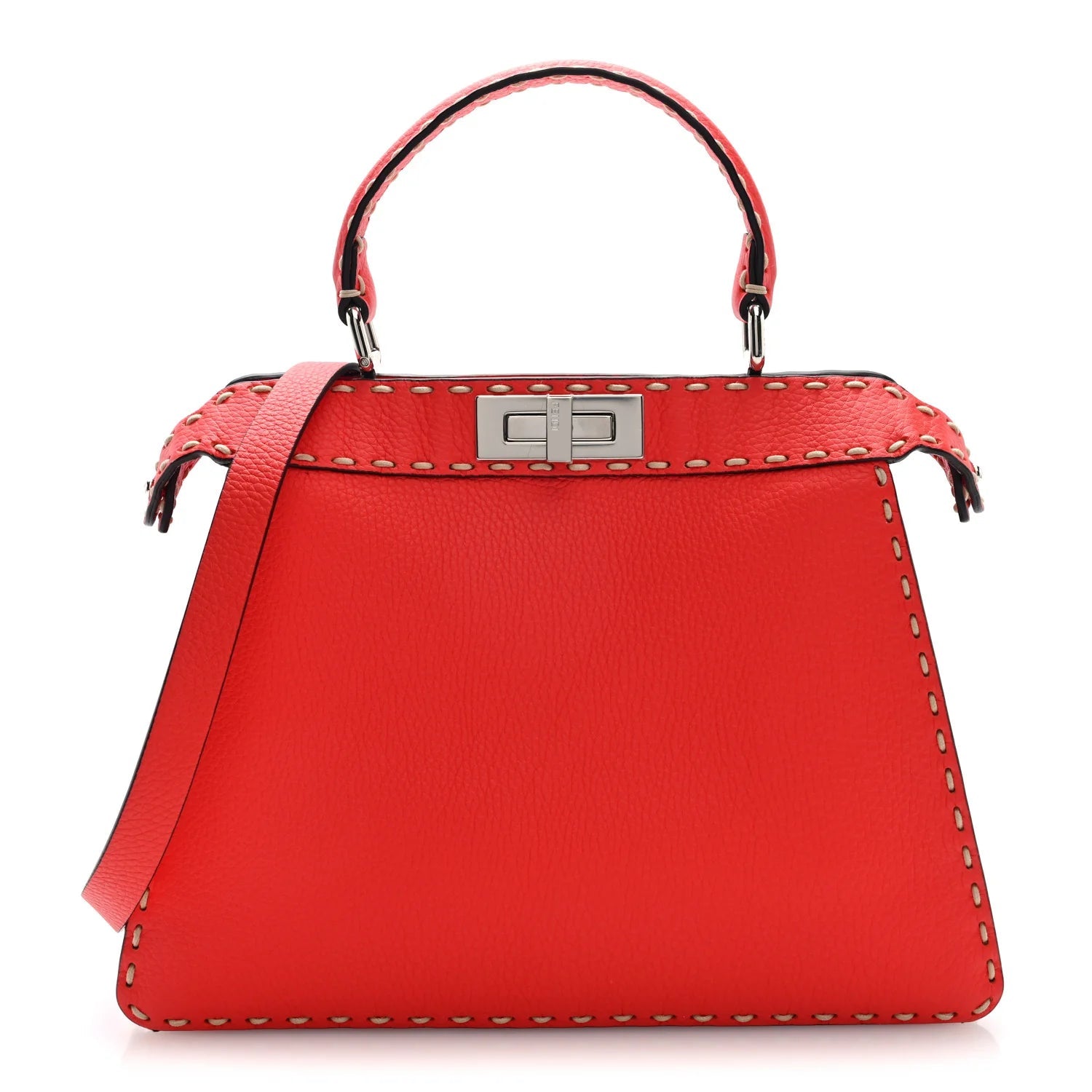 Vitello Granato Camoscio Selleria Macro Stitchings Medium Peekaboo I SEE U Satchel Tullipano