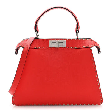 Vitello Granato Camoscio Selleria Macro Stitchings Medium Peekaboo I SEE U Satchel Tullipano