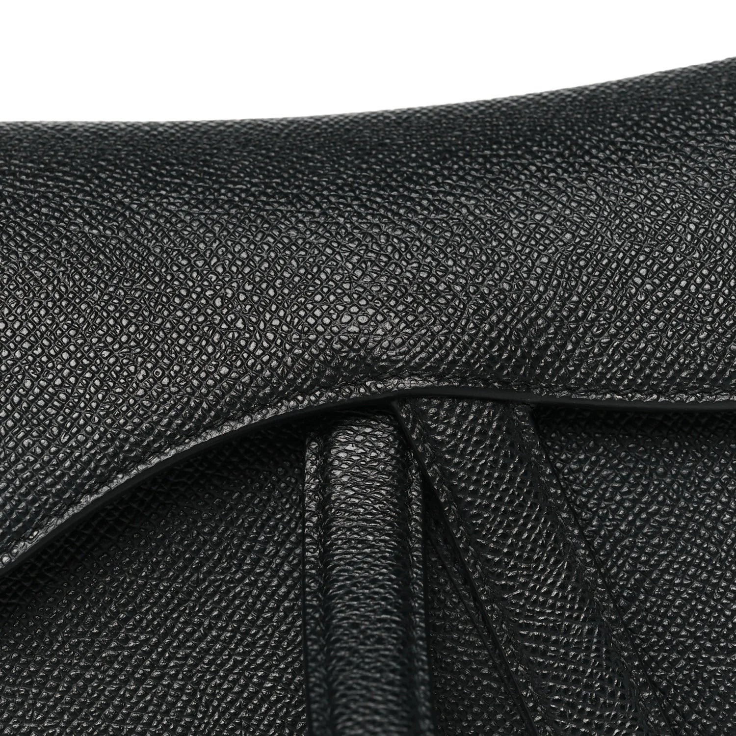 Grained Calfskin Mini Saddle Bag Black
