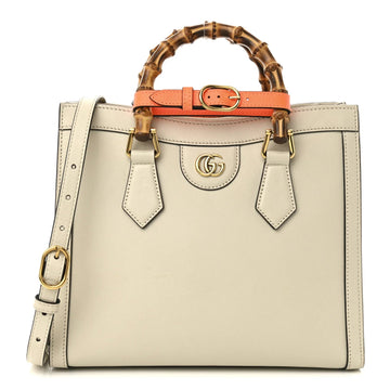 Wonka Grain Calfskin Small Diana Tote Bag Mystic White Orange Fluo