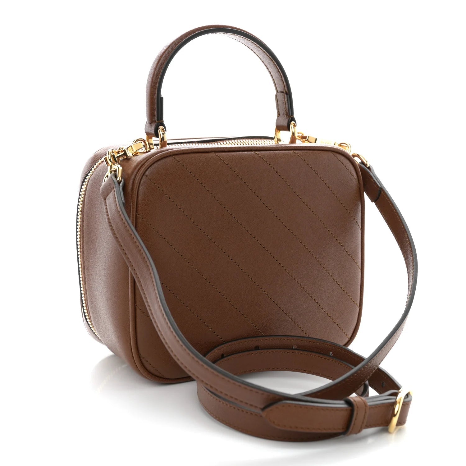 Sakai Be Green Calfskin Diagonal Stitched Blondie Top Handle Bag Cuir