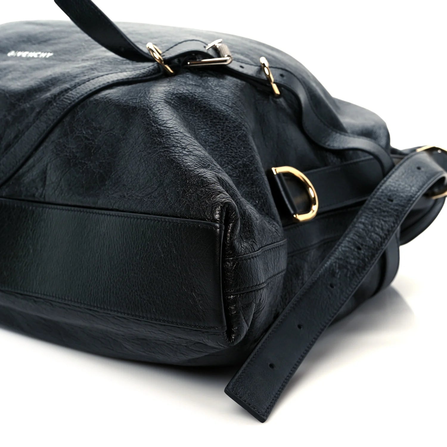 Tumbled Calfskin Large Voyou Bag Black