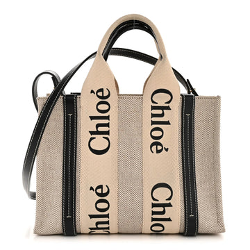 Cotton Calfskin Small Woody Ribbon Tote with Strap White Navy