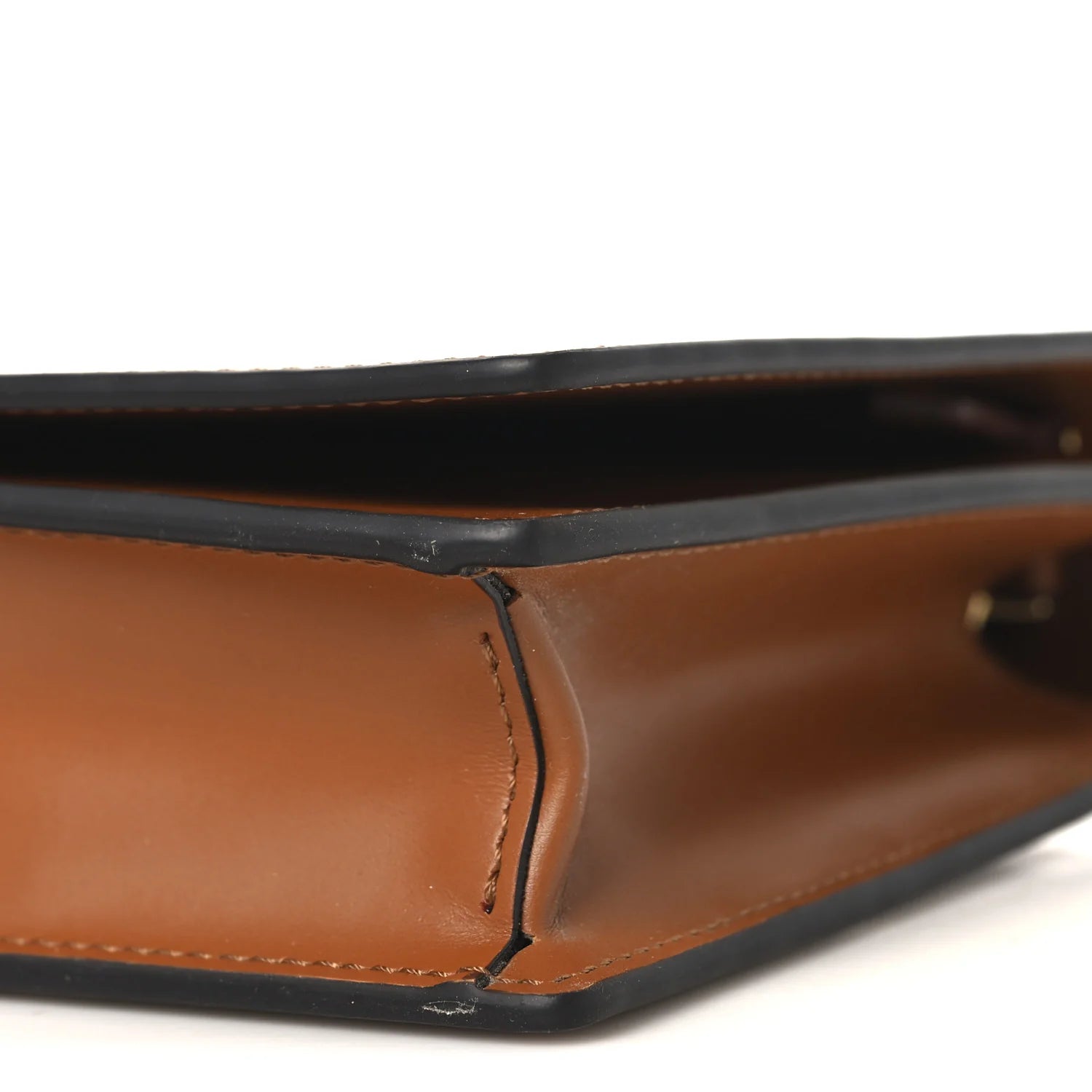 Vitello King Tamponato Logo Embossed Medium Wallet on Chain Cuoio