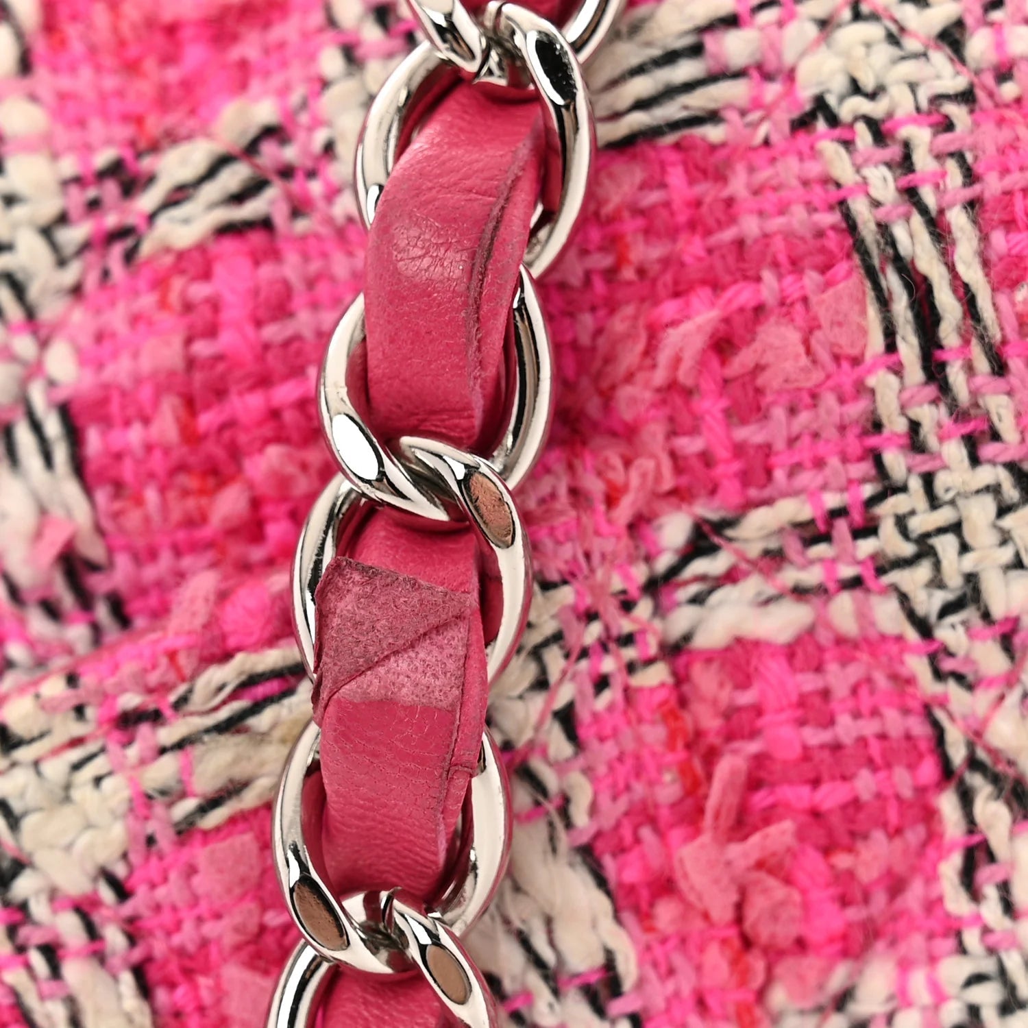 Tweed Quilted Medium Double Flap Hot Pink