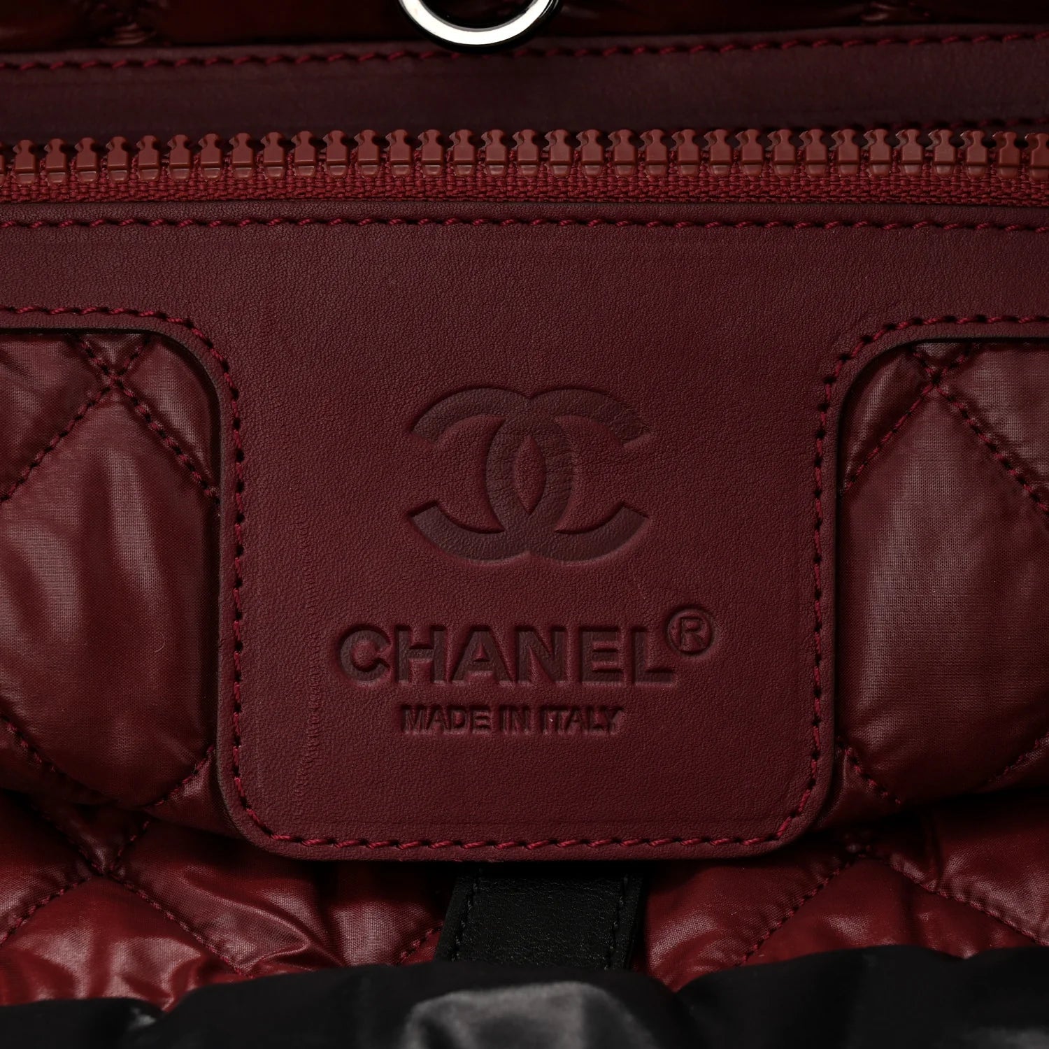 Nylon Quilted Medium Coco Cocoon Reversible Tote Black