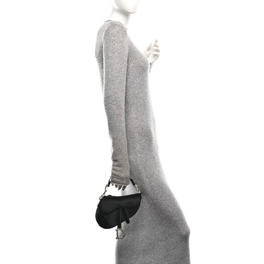 Satin Crystal Mini Saddle Bag Black