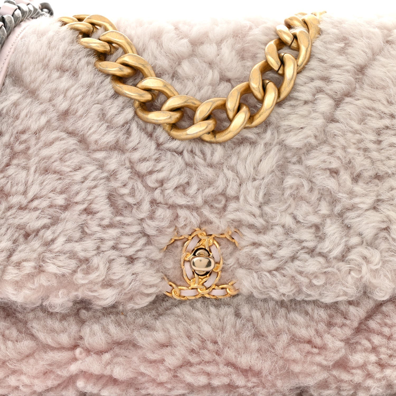 Shearling Sheepskin Medium  19 Flap Light Pink