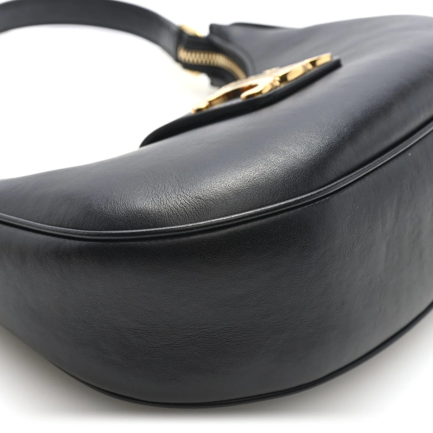 Smooth Calfskin Medium Strap Ava Triomphe Shoulder Bag Black