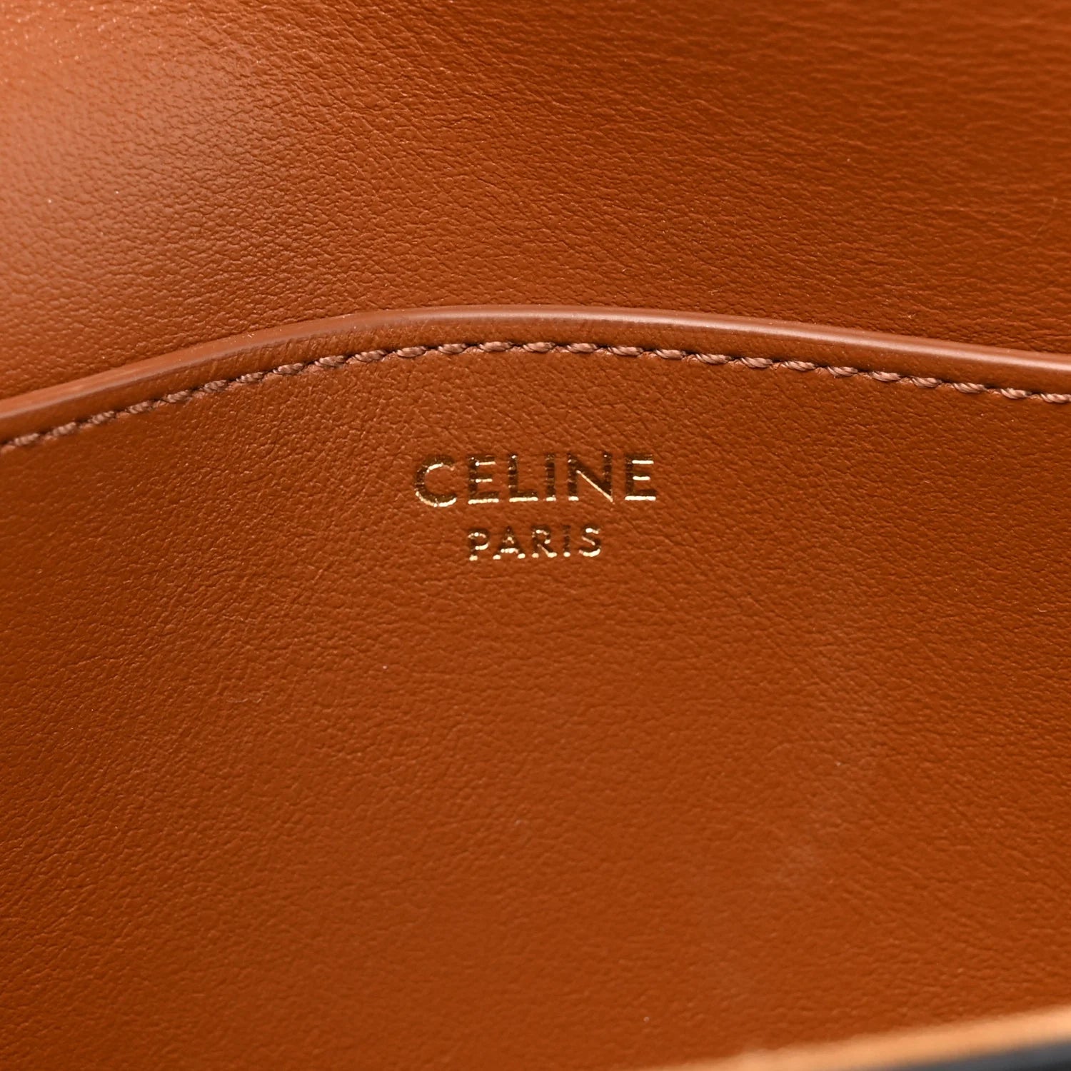 Triomphe Canvas Calfskin Tabou Clutch on Strap Tan