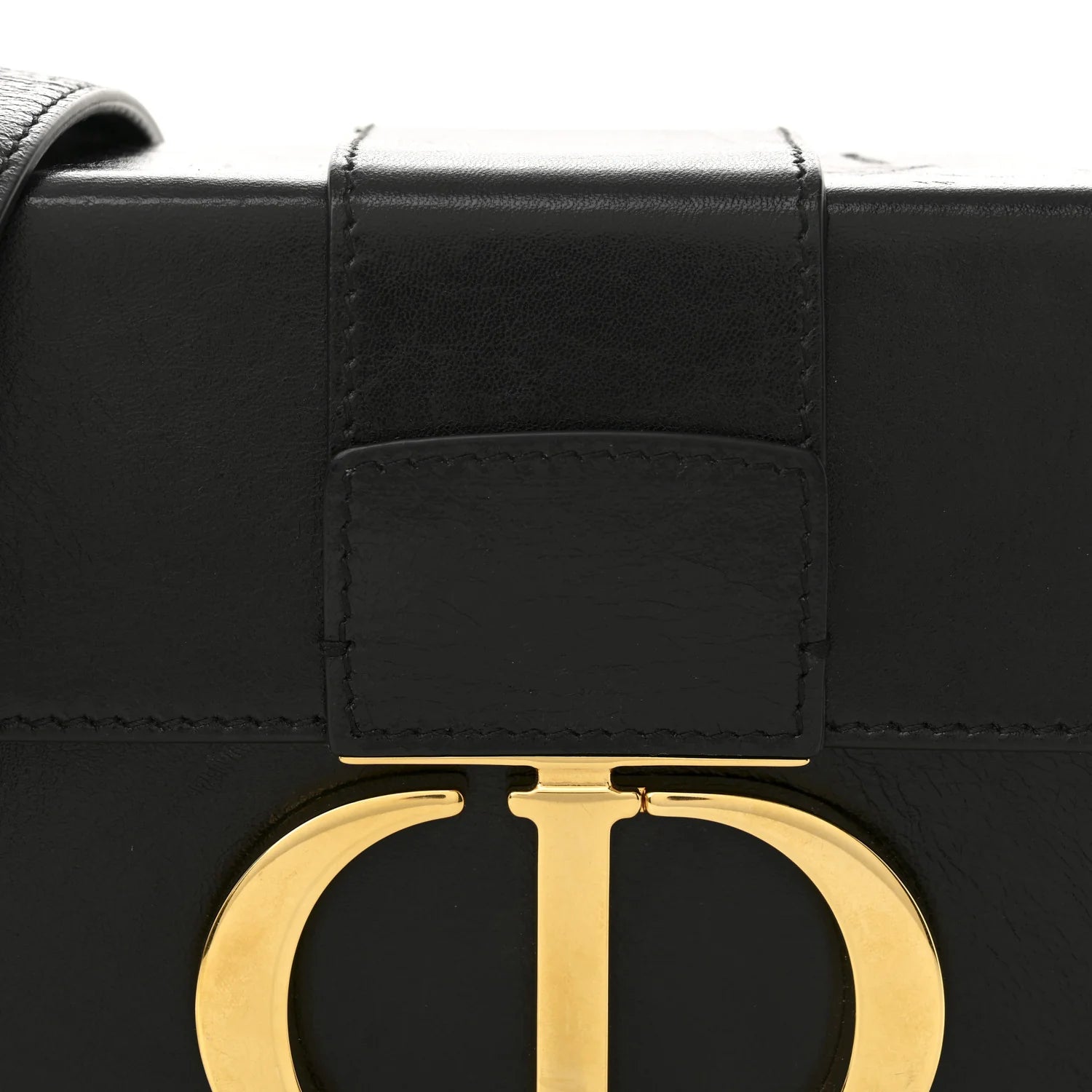 Crackled Lambskin 30 Montaigne Box Bag Black