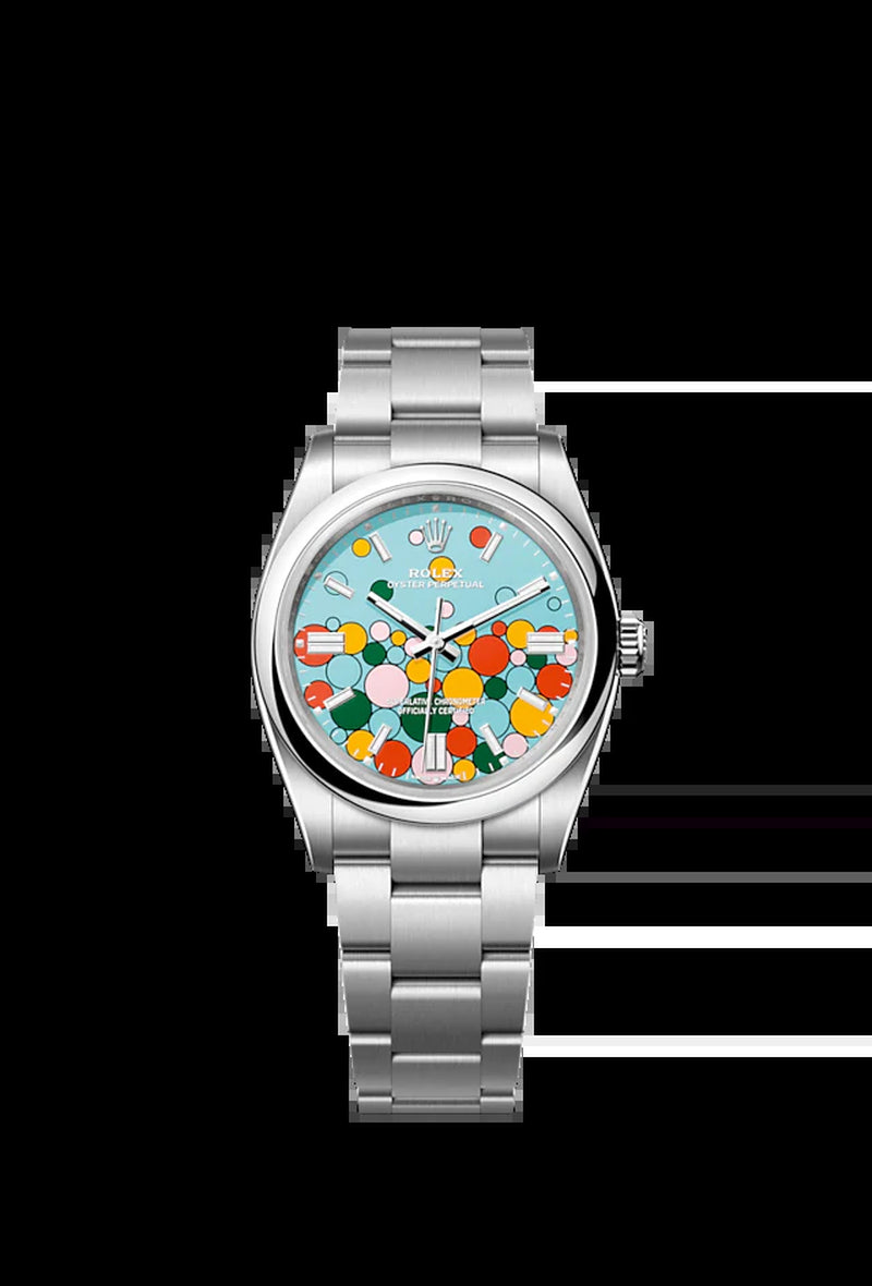 Oyster Perpetual 36, Oystersteel, 36Mm, Turquoise Celebration Motif Dial, Ref# 126000-0009