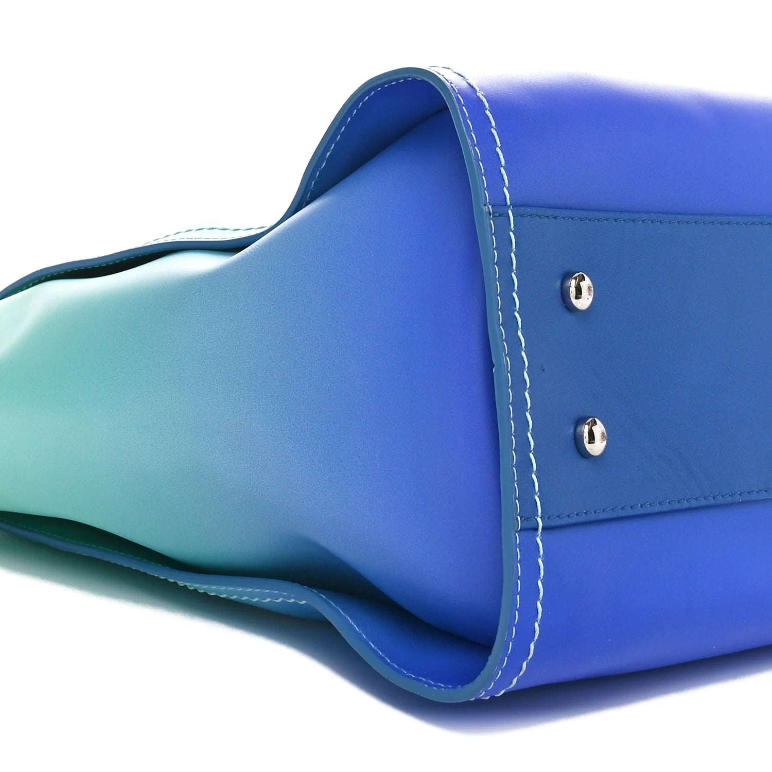 Shaded Calfskin Small Deauville Tote Light Green Turquoise Purple