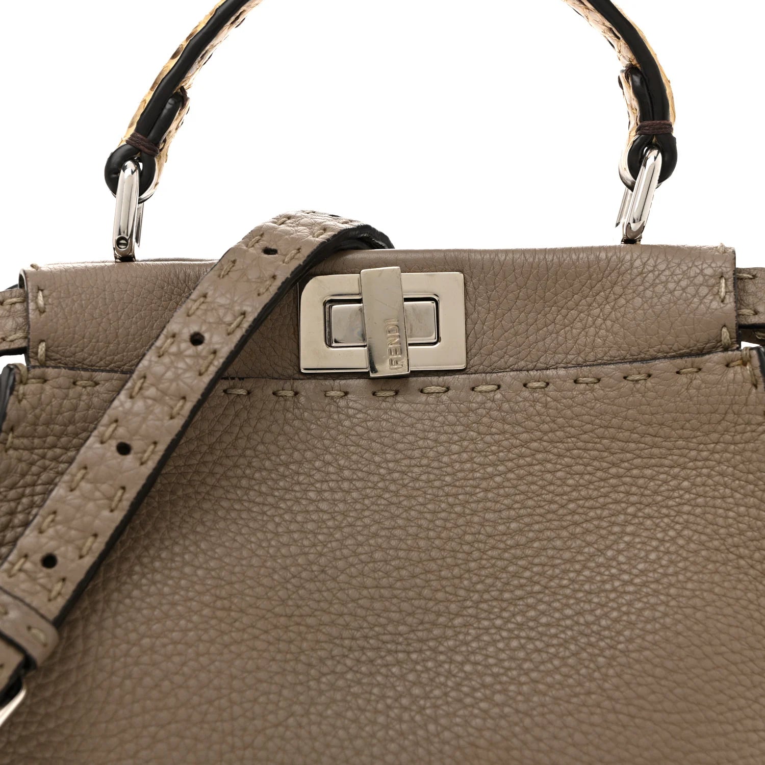 Cuoio Romano Snakeskin Selleria Mini Peekaboo Iconic Satchel Roccia Corda