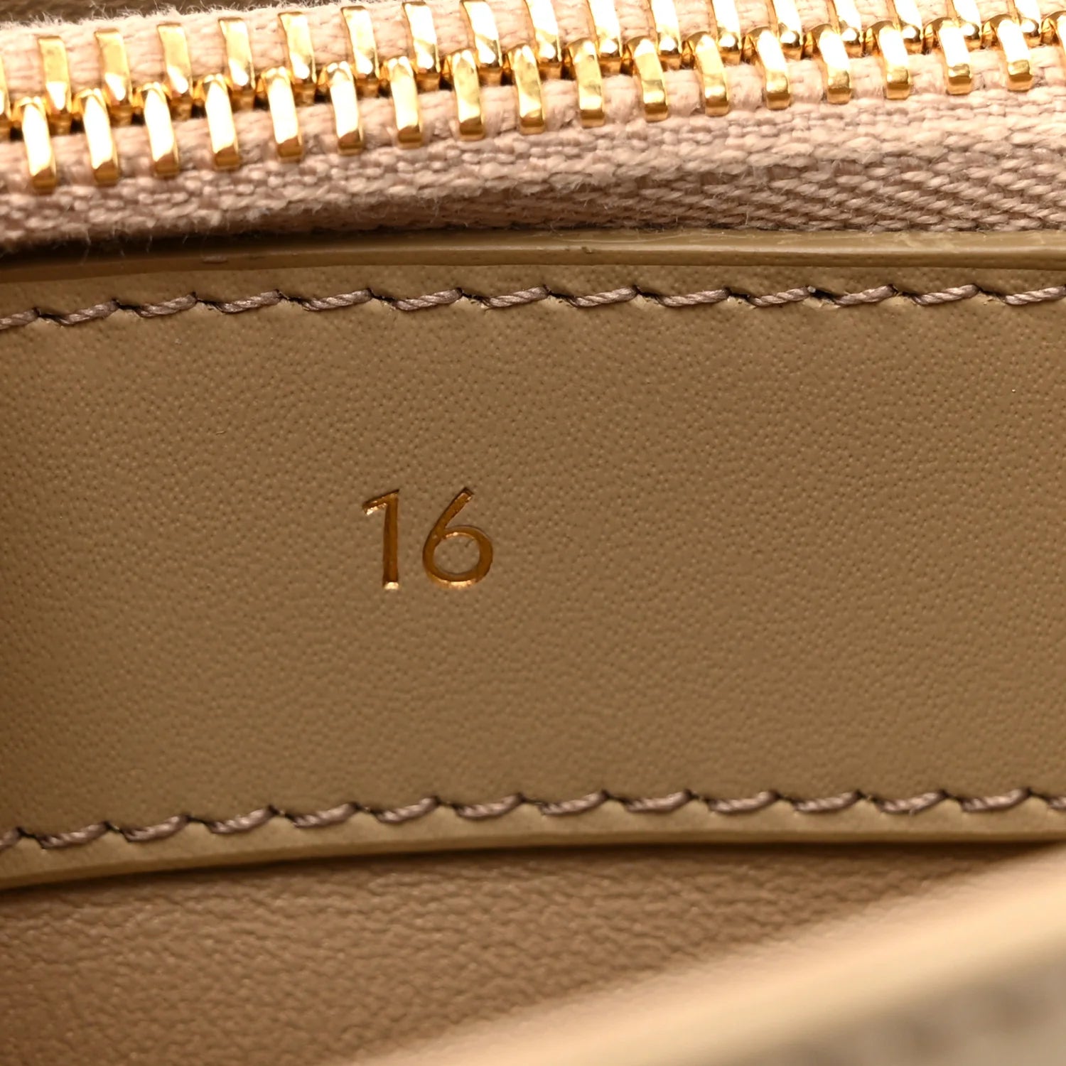 Satinated Calfskin Mini 16 Top Handle Bag Beige