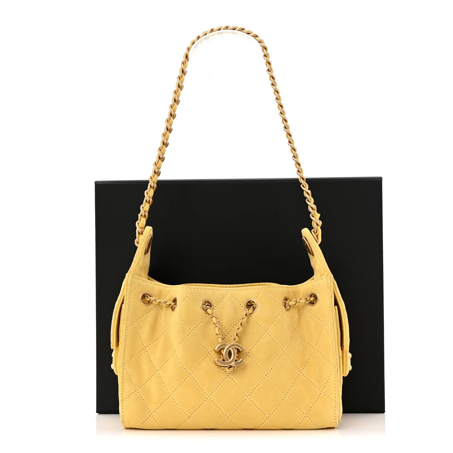 Suede Quilted Mini  25 Handbag Yellow