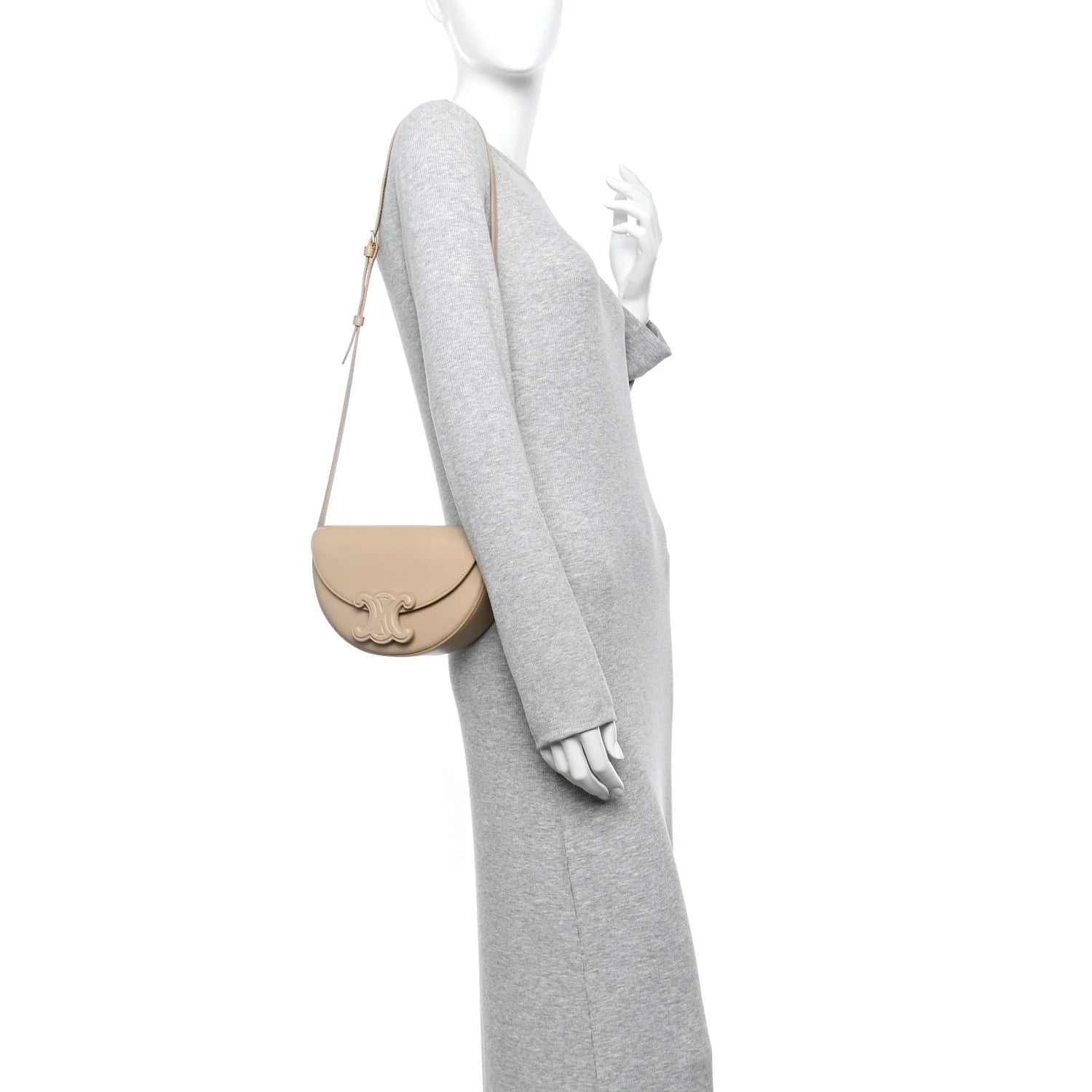 Smooth Calfskin Triomphe Besace Bag Nude