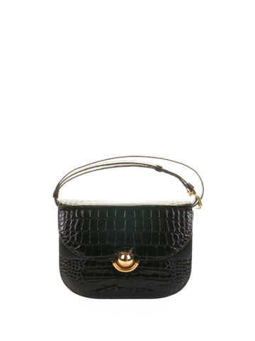 SFERA S BLACK CROCODILE-PRINT LEATHER SHOULDER BAG