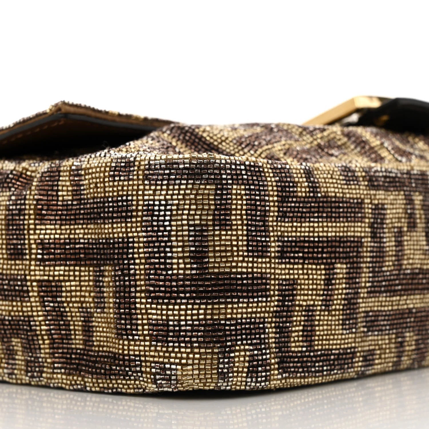 Vitello King Beaded Zucca Baguette Mogano Panna Ebano