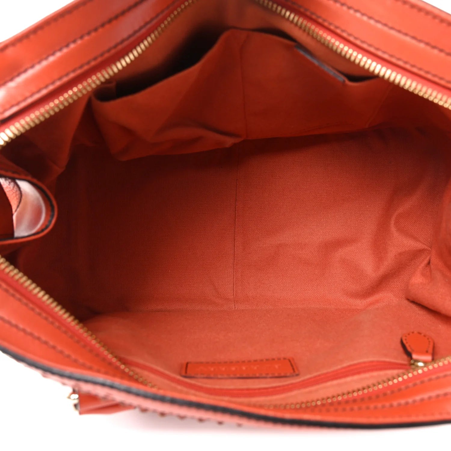 Grainy Calfskin Medium Dennet Brogue Tote Tangerine