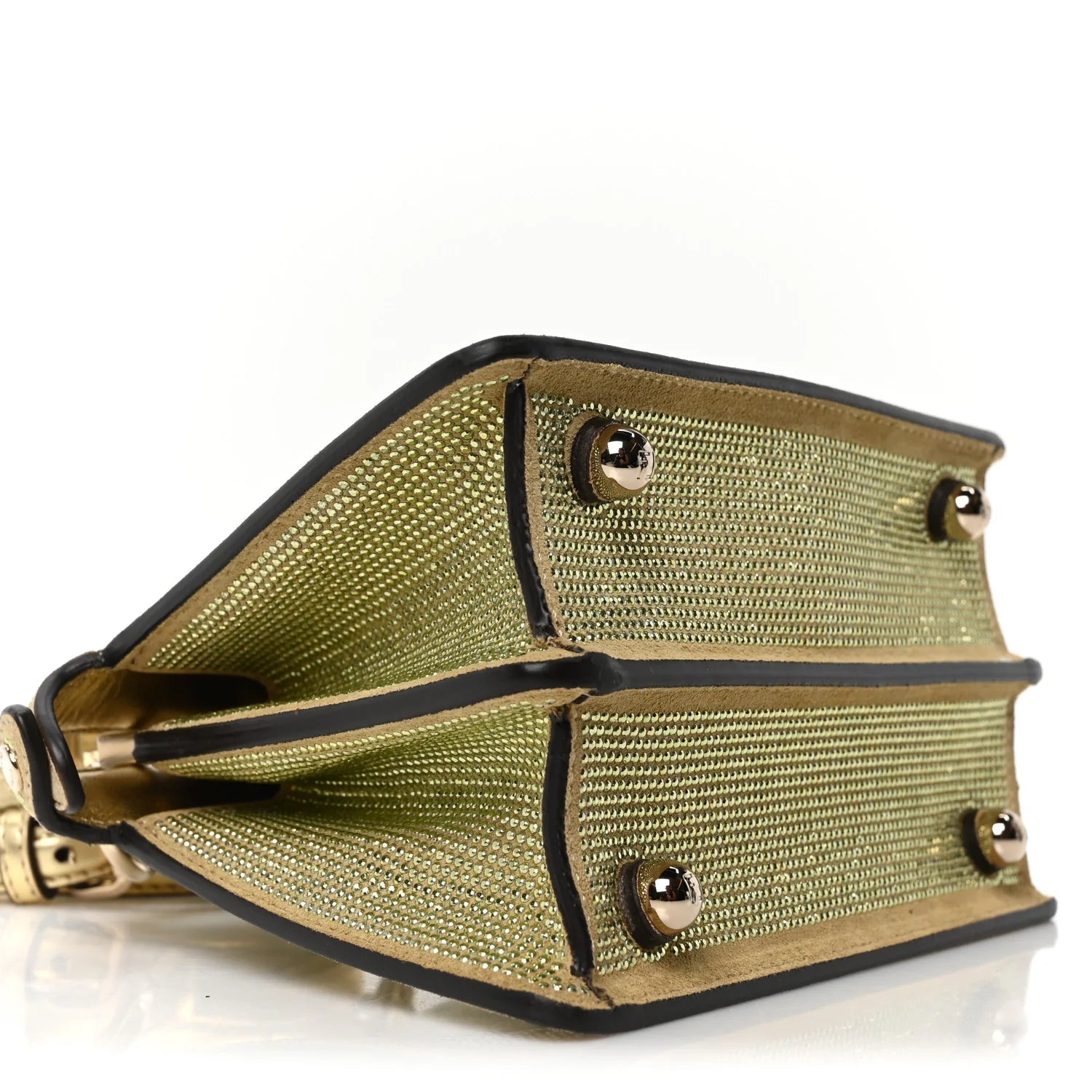 Crystal Vitello Laminato FF Petite Peekaboo I SEE U Satchel Crystal Platinum Light Gold