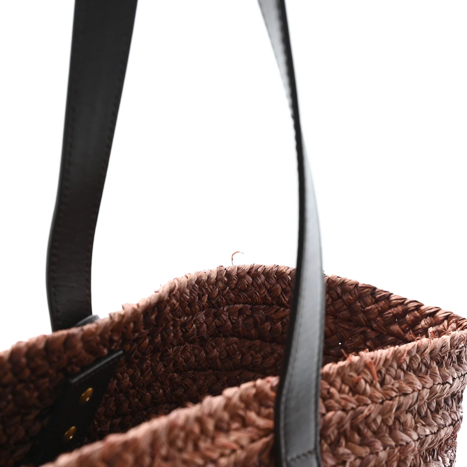 Raffia Calfskin Medium Panier Tote Dark Chocolate