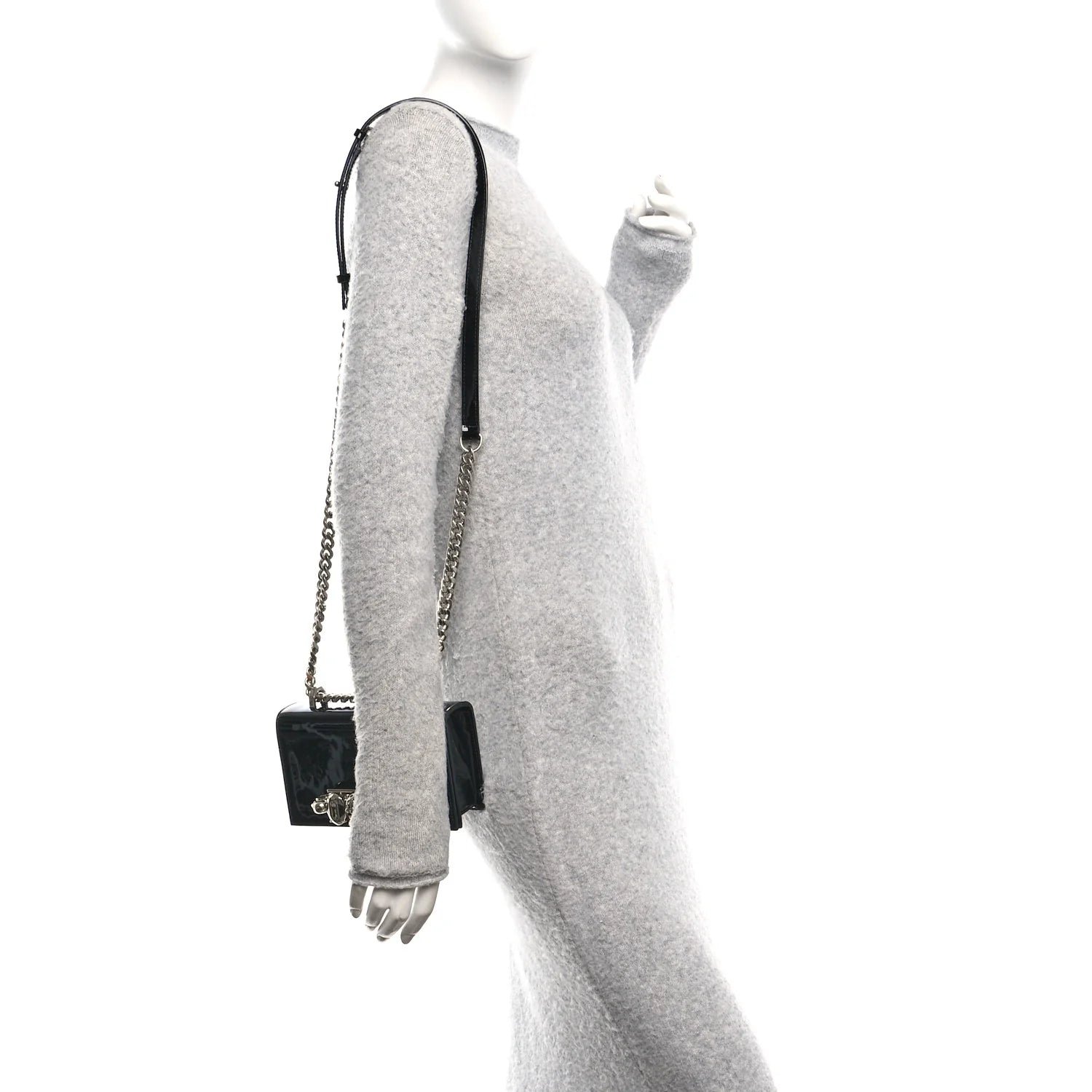 Patent Jeweled Satchel Black