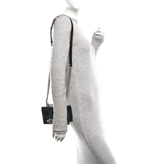 Patent Jeweled Satchel Black