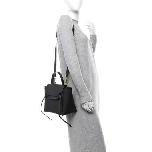 Grained Calfskin Micro Belt Bag Black