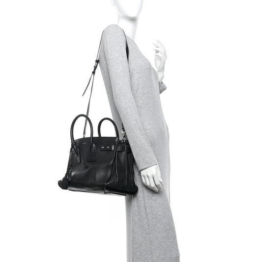 Grained Calfskin Small Supple Sac De Jour Black