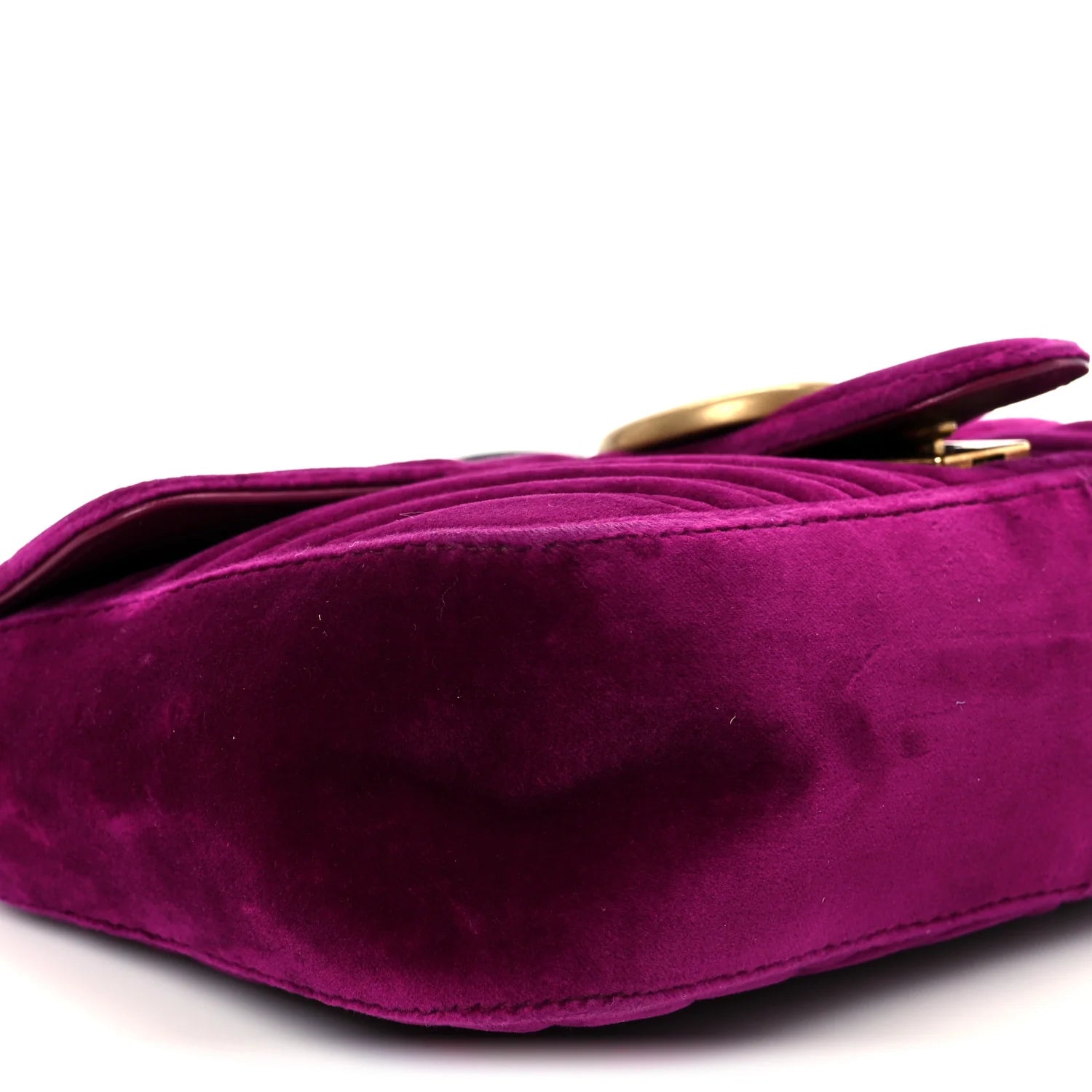 Velvet Matelasse Small GG Marmont Shoulder Bag Fuchsia Violet Cyclamen