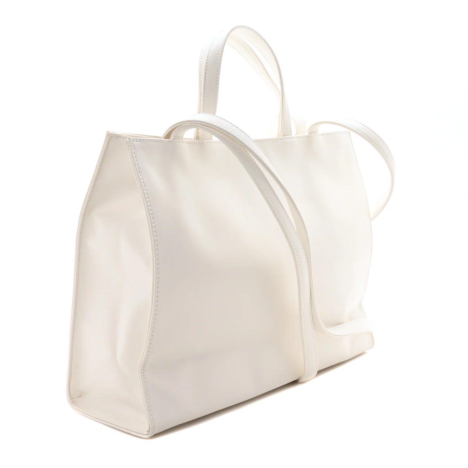 Vegan Leather Medium Shopping Bag White