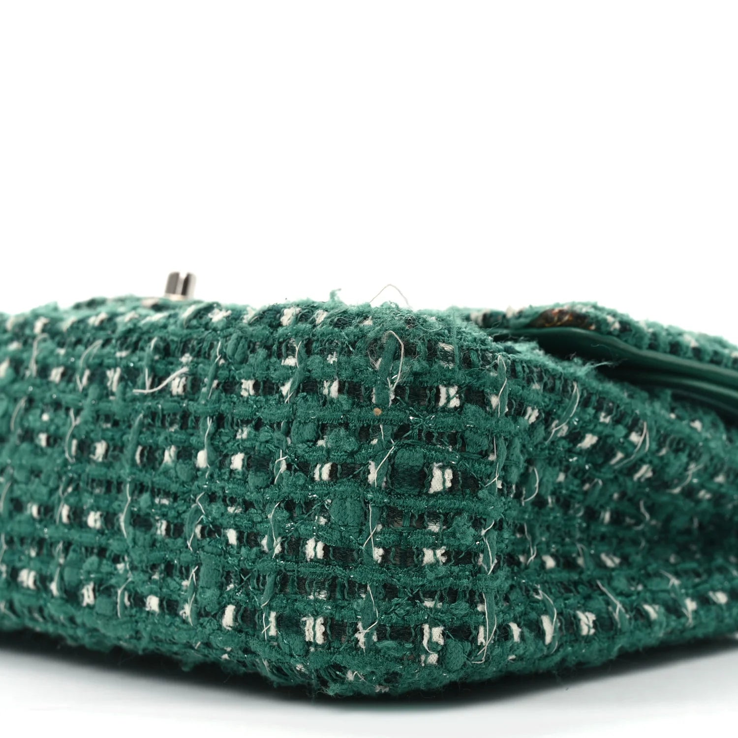 Tweed Quilted Medium Double Flap Green