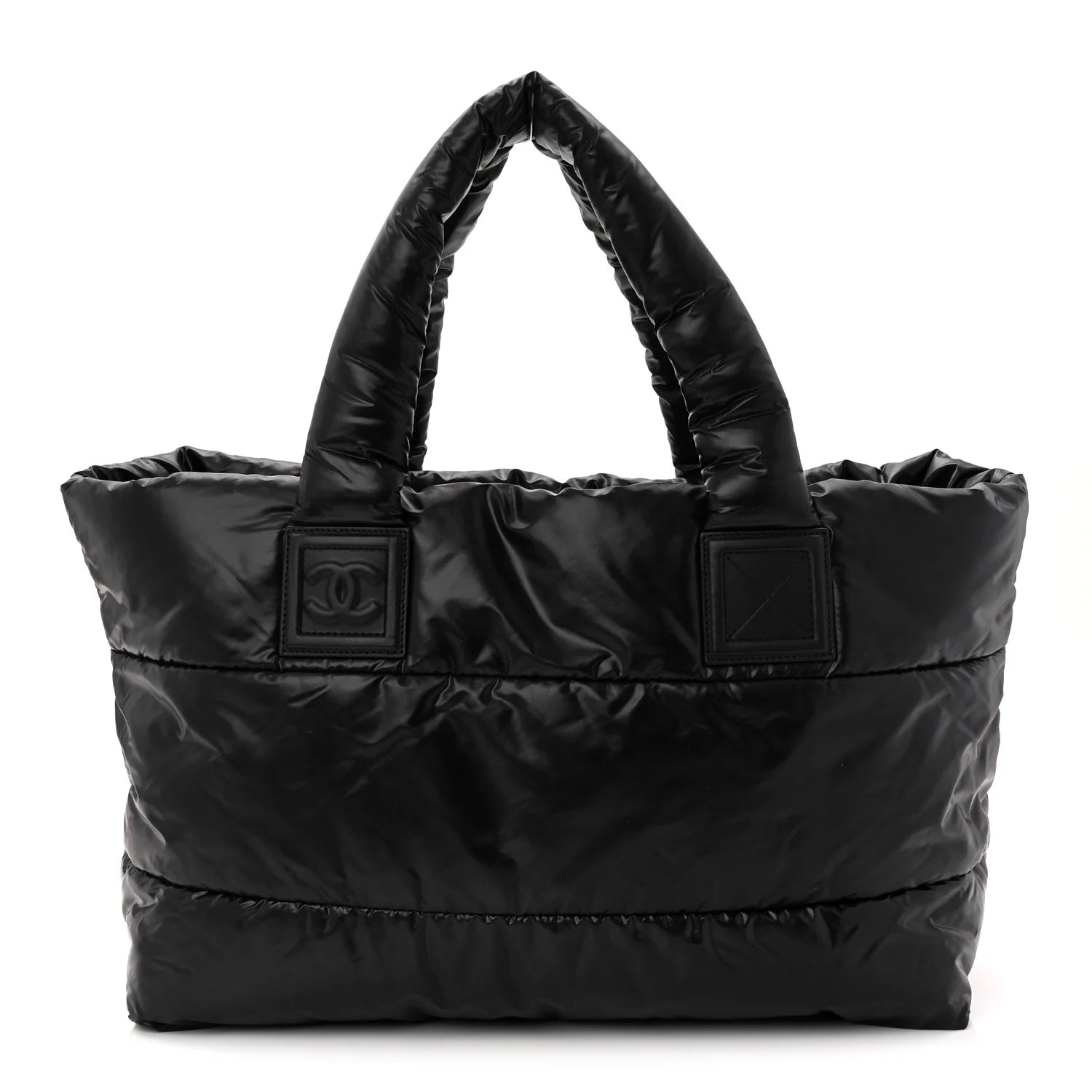 Nylon Quilted Medium Coco Cocoon Reversible Tote Black