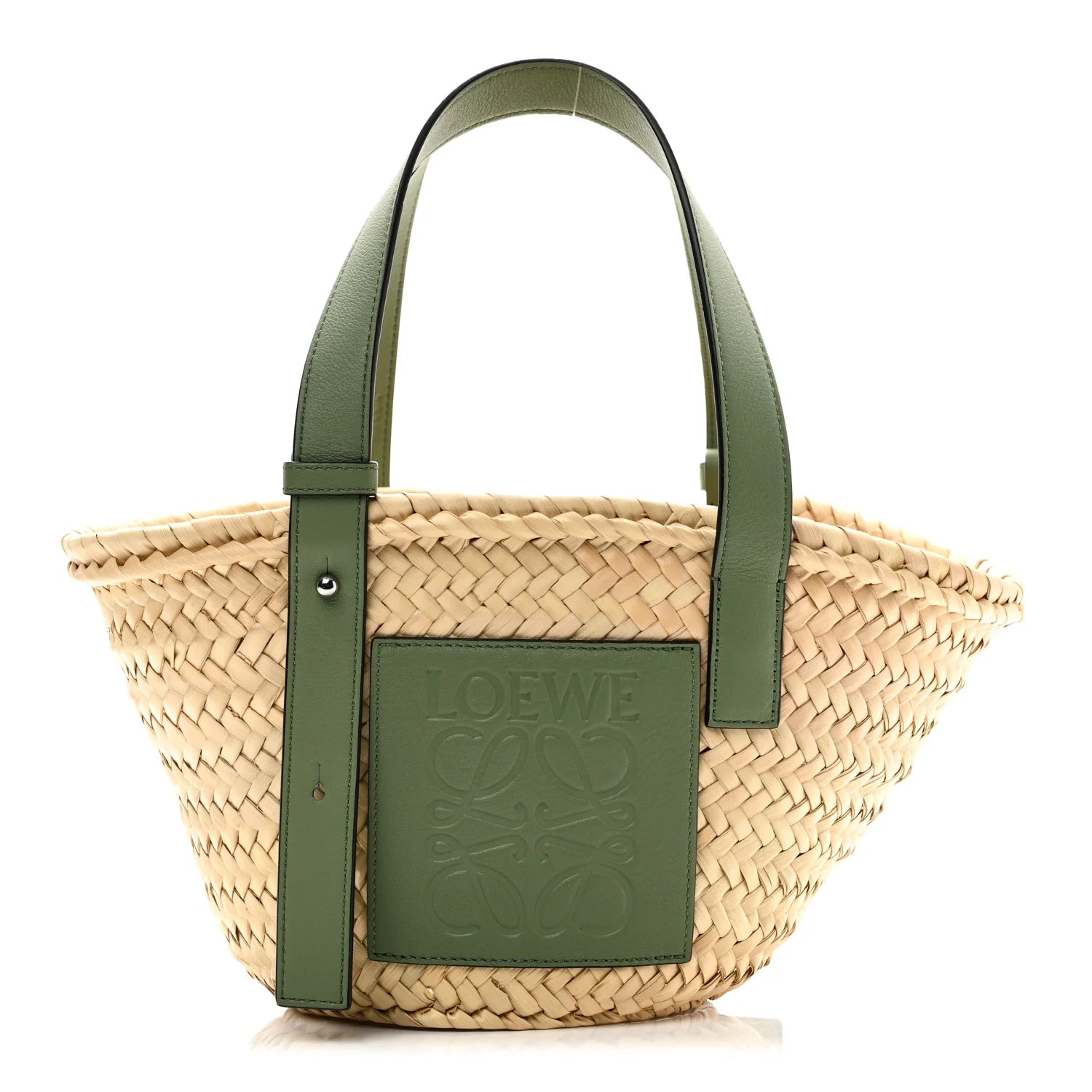 Raffia Small Basket Tote Bag Natural Green