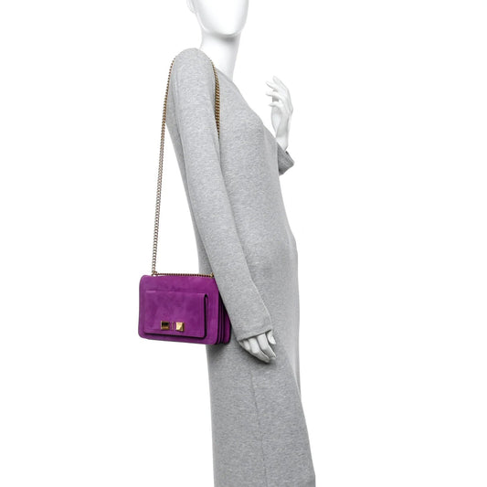 Suede Ginevra Chain Bag Purple