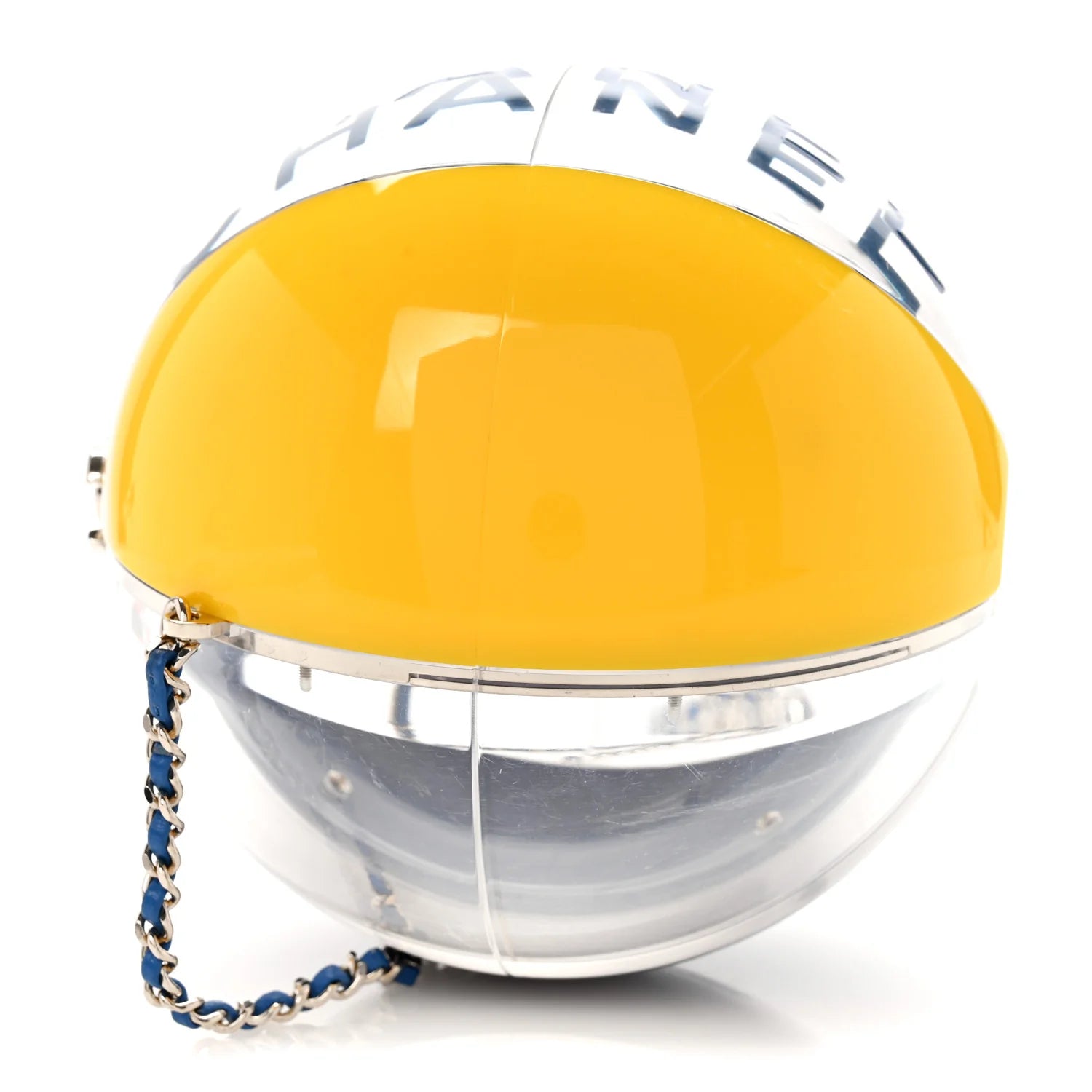 Plexiglass Coco Beach Ball Minaudiere Clutch Yellow White Blue