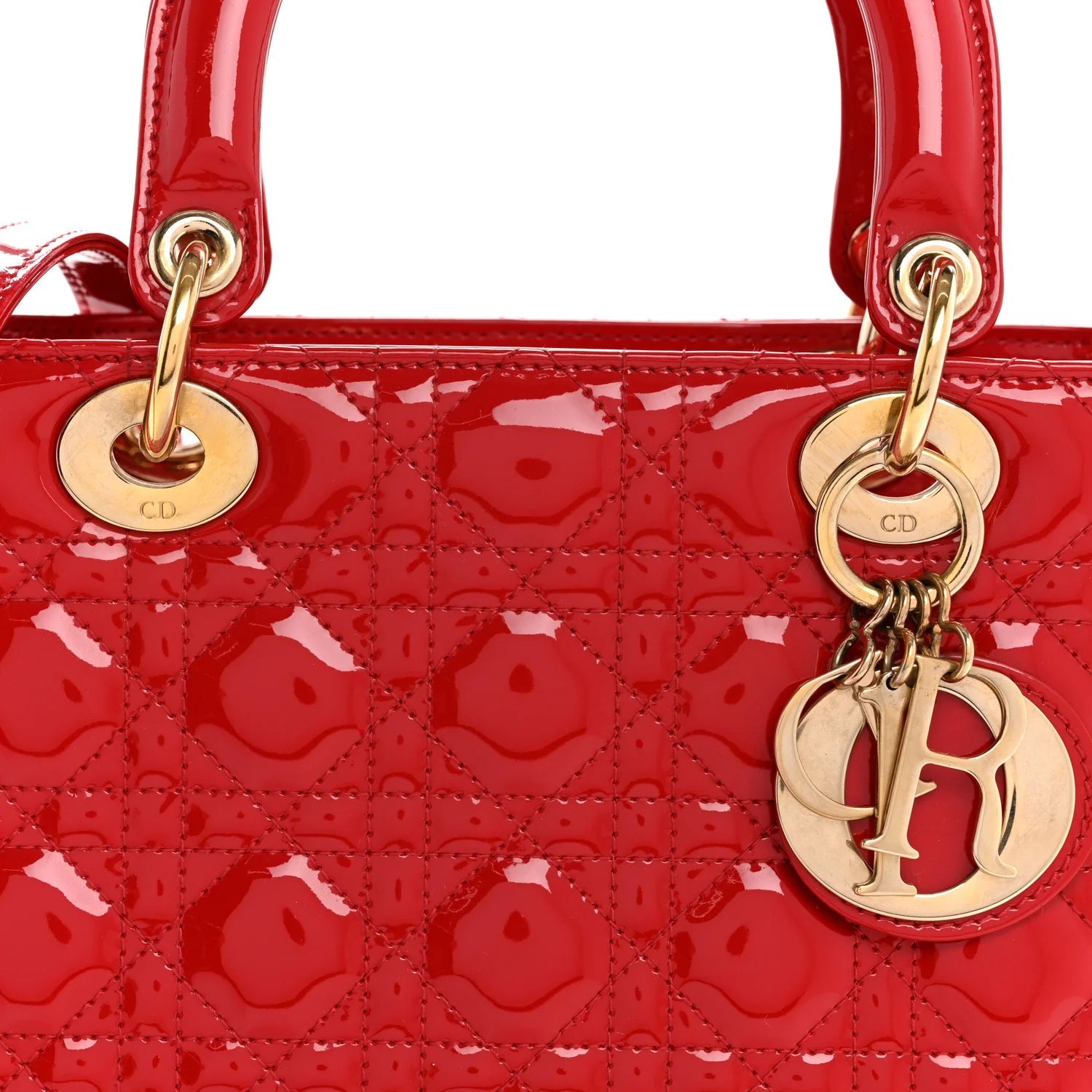 Patent Cannage Medium Lady Dior Red
